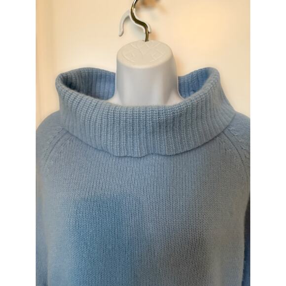 Rafaella Angora Lambswool Blend Cowl Neck Sweater Blue Size L Soft Cozy - Picture 2 of 7